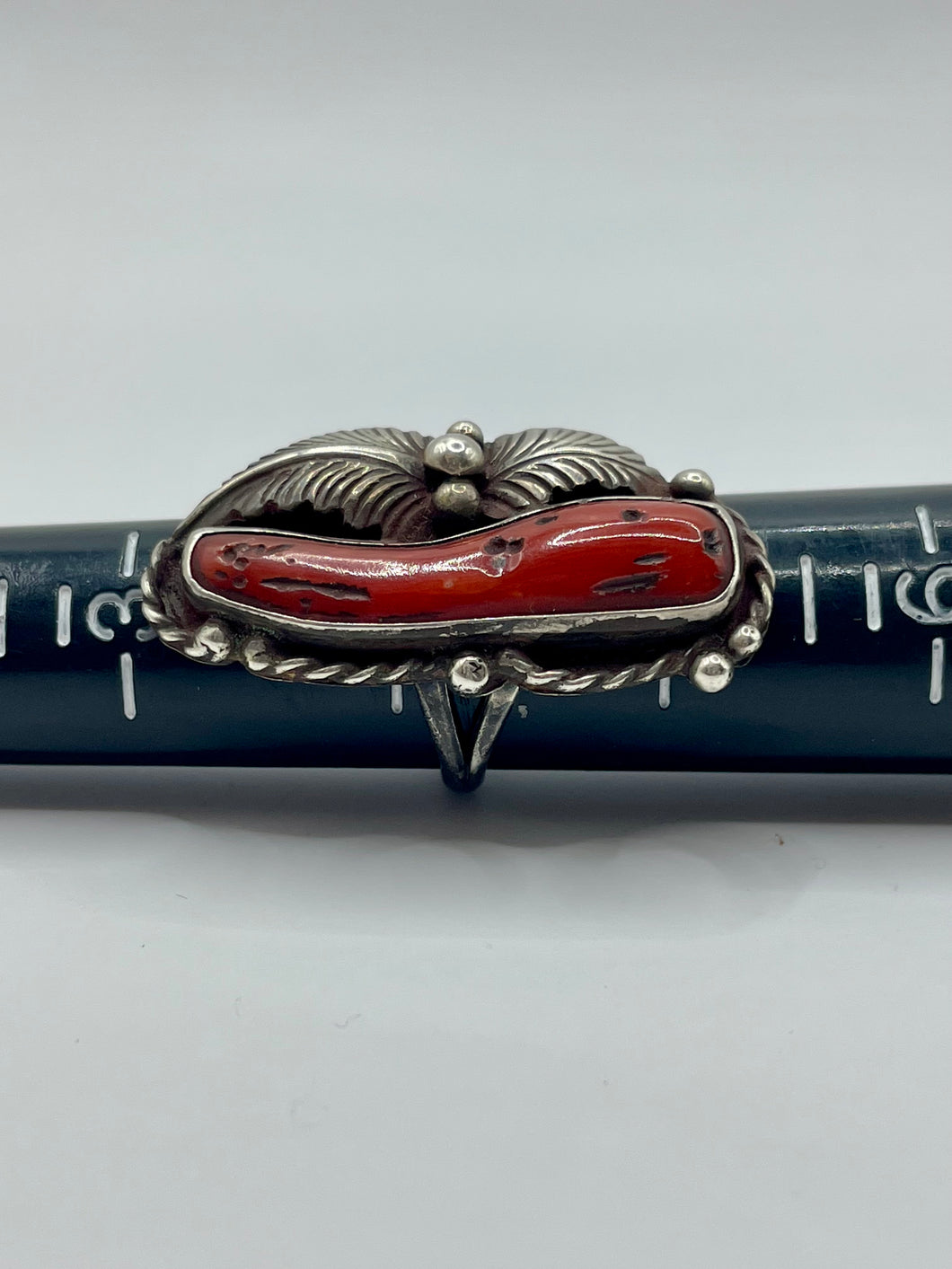 Old Pawn Coral Feather ring