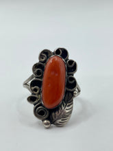 Coral with leaf antique ring